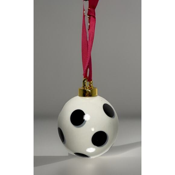 Kate Spade Lenox Deck The Halls Spots Dot Christmas Ornament Orb Retired - Picture 1 of 7